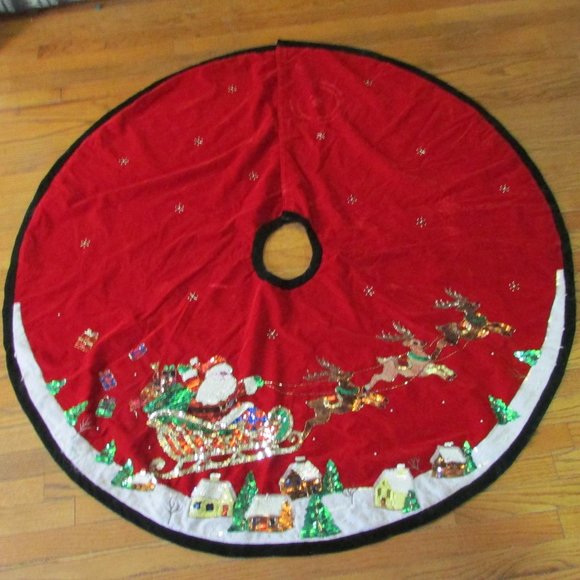 Holiday | 55 Cwc Velveteen Sequin Beads Santa Reindeer Flying Village ...